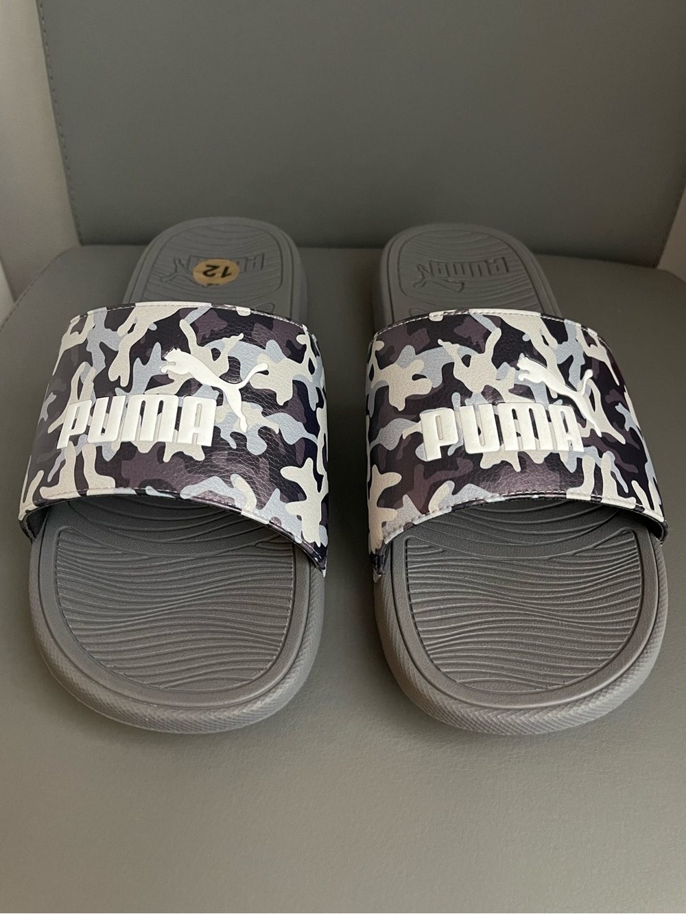 PUMA Men's Cool Cat 2.0 Slides Grey Camouflage Size 12